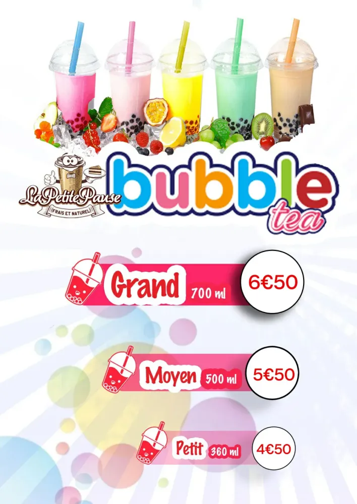 menu bubble tea